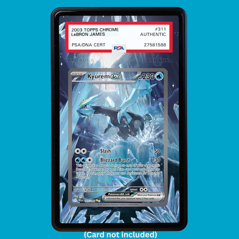 Hand-drawn Kyurem 165/086 Black Bolt extended art display case insert for graded Pokémon cards