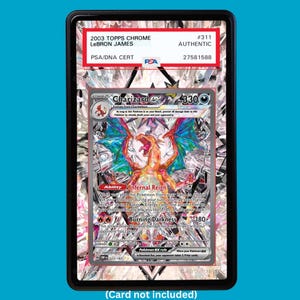 Hand-drawn Charizard EX 223/197 Obsidian Flames extended art display case insert for graded Pokémon cards