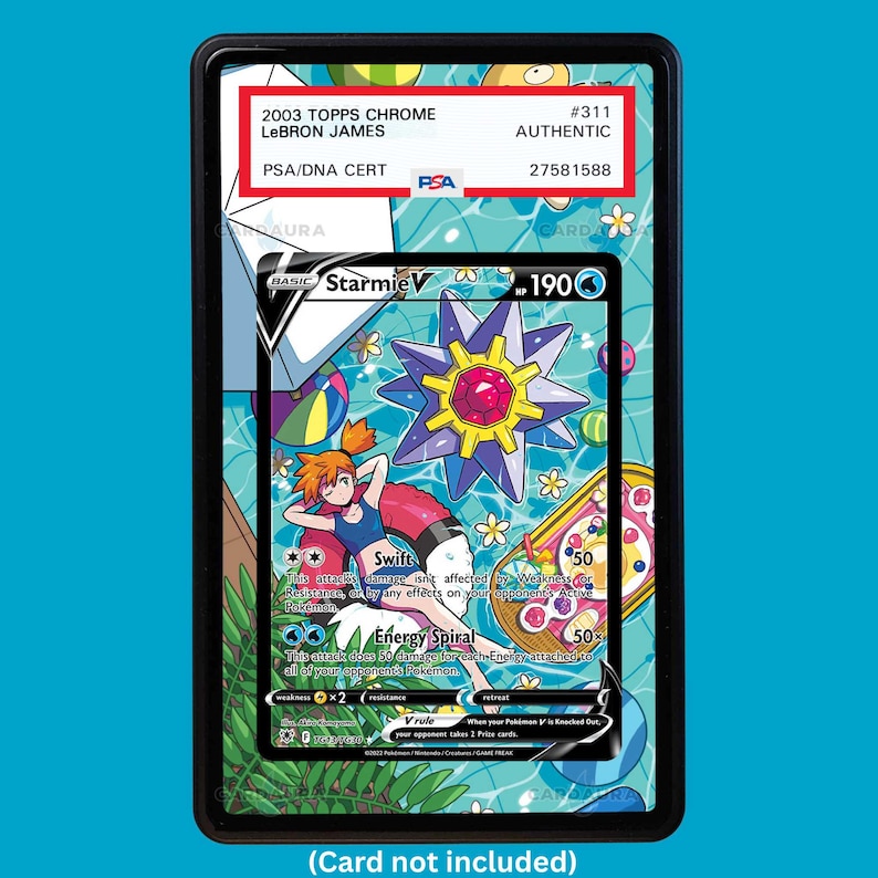 Showcase your Starmie V TG13/TG30 with a premium extended art display case designed for graded Pokémon cards. This collectible display combines hand-drawn extended artwork, a magnetic aluminum case, and UV-protective tempered glass to help protect