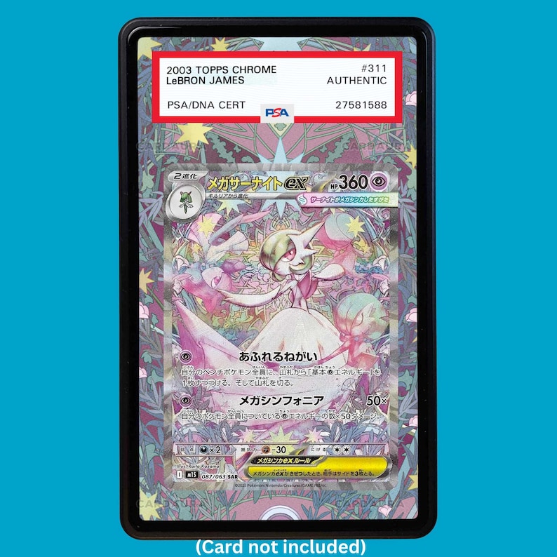 Hand-drawn Mega Gardevoir EX 178/132 Mega Evolutions extended art display case insert for graded Pokémon cards