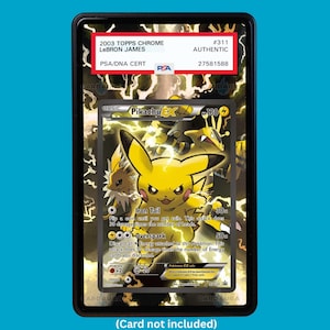 Hand-drawn Pikachu EX XY124 Promo extended art display case insert for graded Pokémon cards
