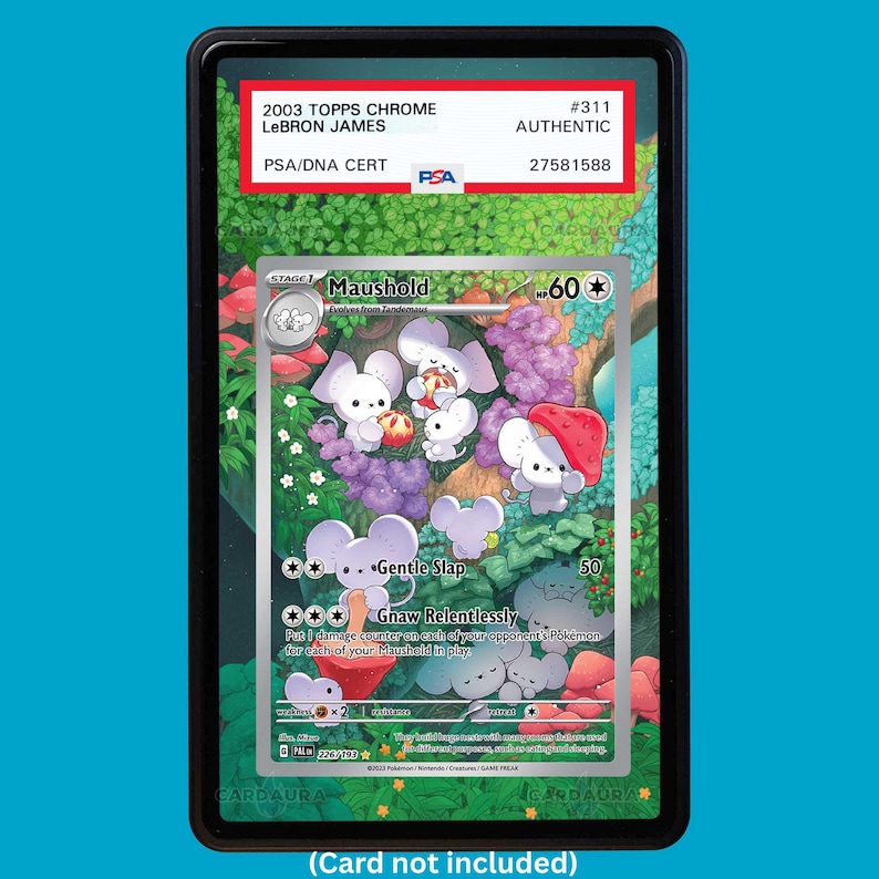 Hand-drawn Maushold 226/193 Paldea Evolved extended art display case insert for graded Pokémon cards