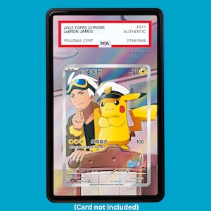Hand-drawn Captain Pikachu 709/09 Chinese Gem Pack extended art display case insert for graded Pokémon cards