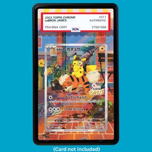 Hand-drawn Detective Pikachu Promo extended art display case insert for graded Pokémon cards