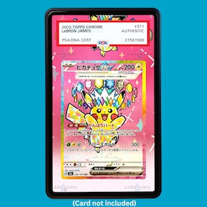 Showcase your Pikachu EX 277/217 with a premium extended art display case designed for graded Pokémon cards. This collectible display combines hand-drawn extended artwork, a magnetic aluminum case, and UV-protective tempered glass to help protect