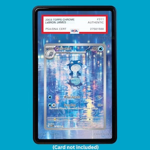 Hand-drawn Poliwhirl 176/165 Set 151 extended art display case insert for graded Pokémon cards