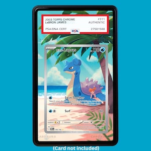 Hand-drawn Misty's Lapras 194/182 Destined Rivals extended art display case insert for graded Pokémon cards