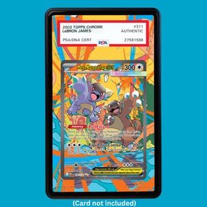 Hand-drawn Mega Kangaskhan 182/132 Mega Evolutions extended art display case insert for graded Pokémon cards