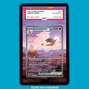 Hand-drawn Charizard 199/165 Set 151 extended art display case insert for graded Pokémon cards