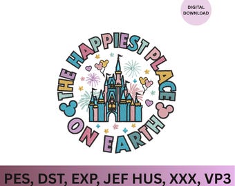 Magic Castle Embroidery Design: Happiest Place, 2 Sizes (PDF Instructions Included)