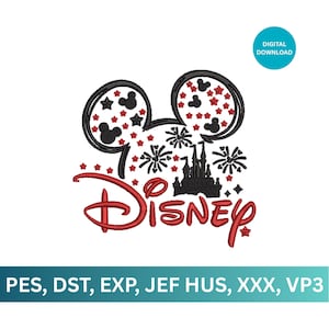 Mickey Mouse Magic Kingdom Embroidery Design (Digital Download)
