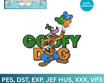 Goofy Embroidery Design, Goofy Machine Embroidery Design, Disney Character Design, Mickey & Friends Character, 2 Sizes, Disney Embroidery