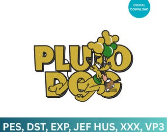 Pluto Embroidery Design, Pluto Machine Embroidery Design, Cartoon Character Design, Mickey & Friends Character, 2 Sizes, Duck Embroidery