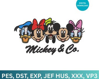Cartoon Mouse and Friends Embroidery Design, 2 Sizes (Digital Download)