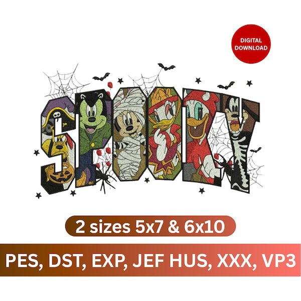 Spooky Halloween Cartoon Letter Embroidery Design | Trick or Treat Mouse Characters (Digital Download)