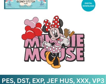 Minnie Mouse Embroidery Design, Minnie Machine Embroidery, Minnie Cartoons embroidery, Mickey Family embroidery, 2 Sizes, Disney Embroidery