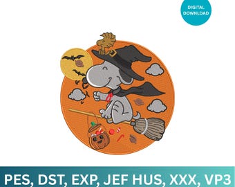 May include: A Halloween-themed digital design featuring a cartoon character in a witch hat and cape, riding a broom against an orange background. A pumpkin, candy cane, and bats are also included. The text "DIGITAL DOWNLOAD" is in a blue circle.