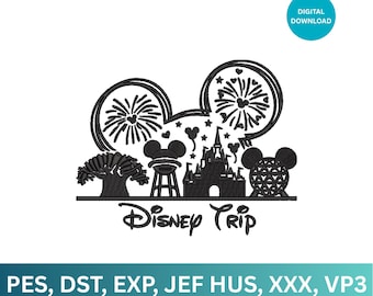 Disney Trip Embroidery Design, Disneyland Embroidery, Disney Wonder Embroidery, Disney Embroidery, 2 Sizes, PES, Mickey Minnie Embroidery