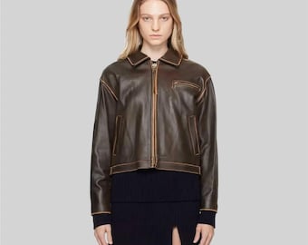 ジャケット・アウター LADY VOLUME vintage leather jacket brown LADY VOLUME vintage leather jacket brown