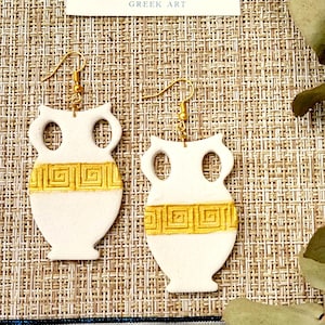 Amphora earrings from polymer clay and stainless steel, Greek style jewelry,  Lightweight, women&#39;s gift, ancient Greek, handmade jewelry .