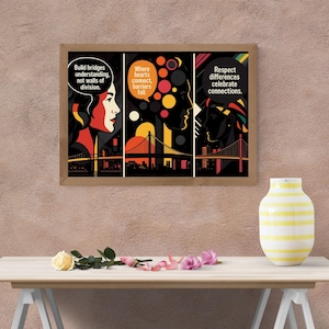 Global Unity Art Print | Empathy Connection Poster | Vibrant Diversity Wall Art | Warm Colors Decor