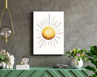 Affirmation Station Sun Poster, Boho Mental Health, Phychology, Therapy, Wellness, classroom Wall Art (Digital Download)