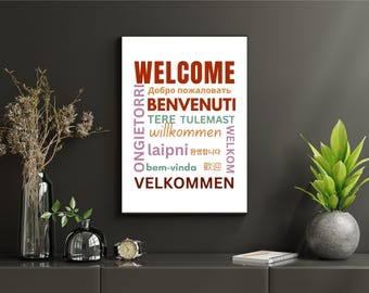 Multilingual Welcome Poster, Sel Classroom Sign, Diversity Display, Social Worker Finds, Digital Download