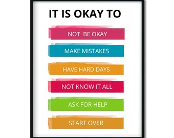 Growth Mindset Poster, It Is Okay To Affirmations, Counselor Safe Space (Digital Download)