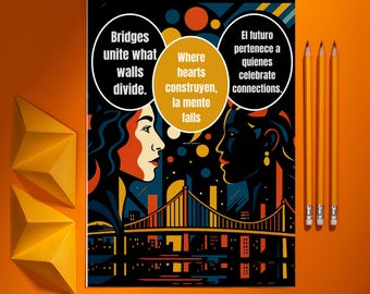 Inspirational Women Empowerment Wall Art Print, Diversity Display, Bridge Artwork, Multicultural Poster, Digital Download