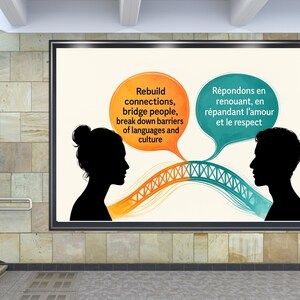 Impressão artística bilíngue francês-inglês | Decoração para aprendizado de idiomas, respeito mútuo (download digital)