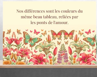 Butterfly Wildflower Print, French Quote, Diversity Art, 0 Barriers Spirit (Digital Download)