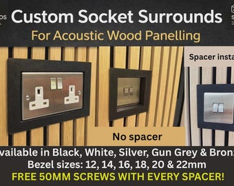 Acoustic Wall Panel Socket Surround / switch surround - 1 / 2  Gang- Black