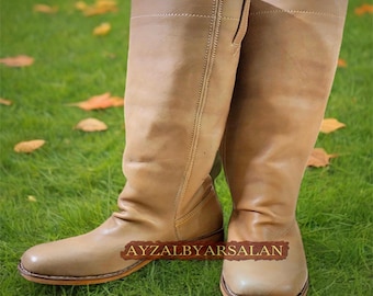 Handmade Stovepipe Boot US Sizes 5-15 Natural Leather Highest Quality
