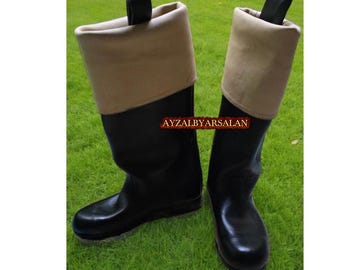 Handmade Leather Riding Boots: Colonial Style, Natural Calf Top