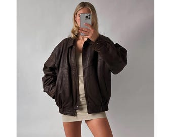Women’s Handmade Oversize Bomber Lambskin Casual Wear Soft Brown Leather Jacket