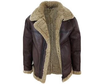 Men’s Handmade RE 4 Leon Scott Kennedy B3 Bomber Faux Fur Cowhide Brown Leather Jacket