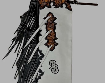 Hand-Tooled Leather Rodeo Chaps: Western Batwing Fringe Design