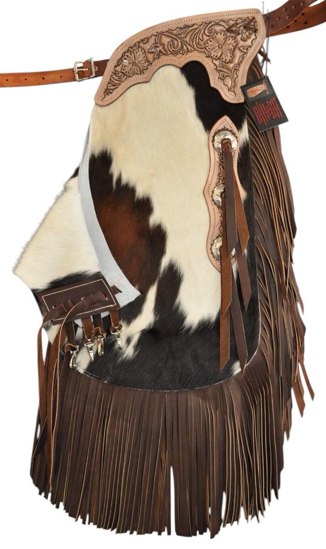 Cowhide Rodeo Chaps Hand-tooled Cowhide Chaps: Western Rodeo Leather Fringe Chinks - Etsy