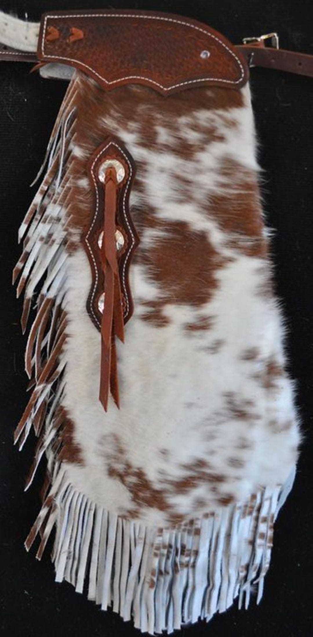 Cowhide Rodeo Chaps Hand-tooled Hair-on Cowhide Chaps: Western Rodeo Leather Chinks - Etsy ...