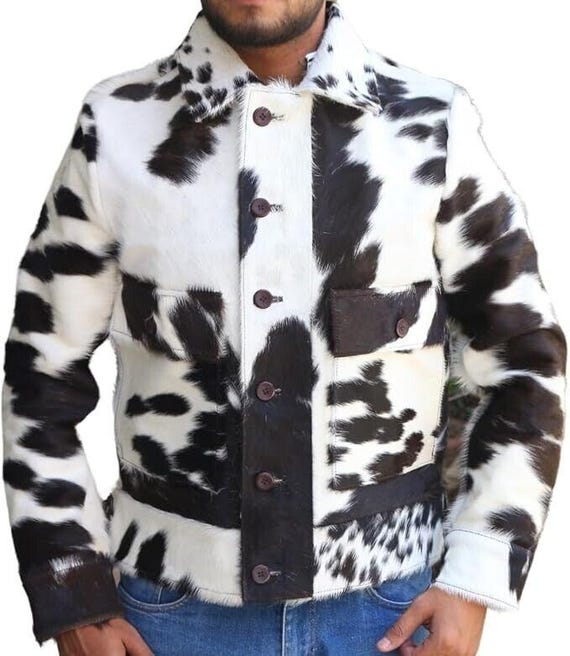 Handmade Hair-on Cowhide Leather Jacket: Western Style Outerwear