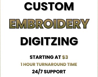 Custom Embroidery Digitizing Service | Logo Digitizing | 1 Hour Turnaround, Machine Embroidery Design File