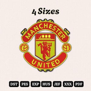 Borduurbestand Manchester voetballogo – 4 maten (directe download)