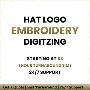Digitalización de bordado de logotipos personalizados para gorras, archivos 3D (PES, DST)