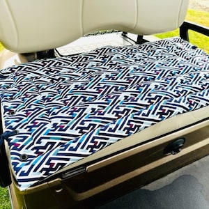 Free Shipping:  Black, White, and Turquoise Golf Cart Seat Cover