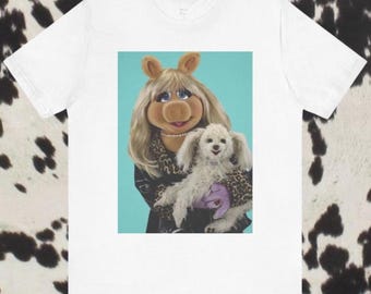 Camiseta de manga corta Muppet Glam, camiseta con retrato de Miss Piggy Dog, camiseta unisex, top casual, camiseta con estampado divertido, regalo para fans de los Muppets, Pop