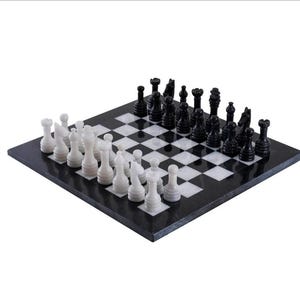 Handmade Marble Chess Set black and White Best Selling Chess set Unique gift  Christmas gifts Onyx Chess Set with Board stone chess set