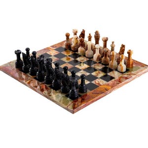 Hand made Marble Chess Set Vintage multi green Best Selling Chess set gift for him Christmas gifts Onyx Chess  stone chess set unique gifts