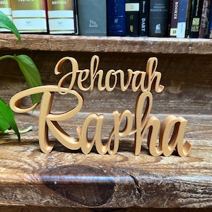 Jehovah Rapha Freestanding Sign Decor | Names of God 3D Name Sign | Jehovah Decoration | Christian Decorative