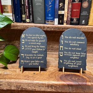 The Ten Commandments Tablets | 10 Commandments Moses Christianity Art | Shavuot Decor Feast of Weeks | Set Apart Art