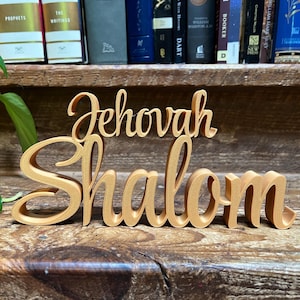 Jehovah Shalom Freestanding Sign Decor | Names of God 3D Name Sign | Jehovah Decoration | Christian Decorative